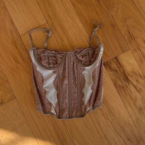 tan lace bustier